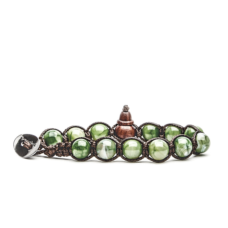 Bracciale Uomo Tamashii Pietra Agata Verde Menta Sfumato Porta Fortuna BHS900-209